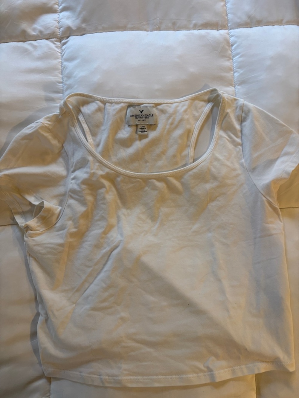 American Eagle Outfitters White Scoop Neck Short Sleeve Top